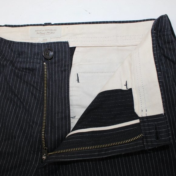 Banana Republic Wool Blend Men's 34x33 Black Pinstriped Straight Leg Dress Pants - Picture 6 of 9